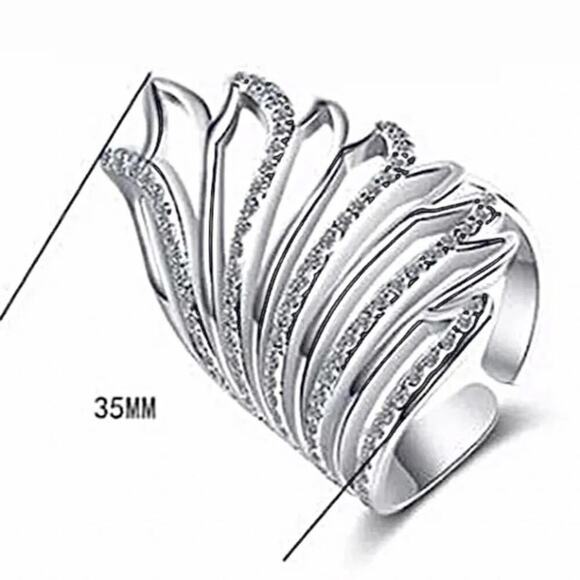 Sterling Silver Resizable Angel Wing Ring - Picture 3 of 4